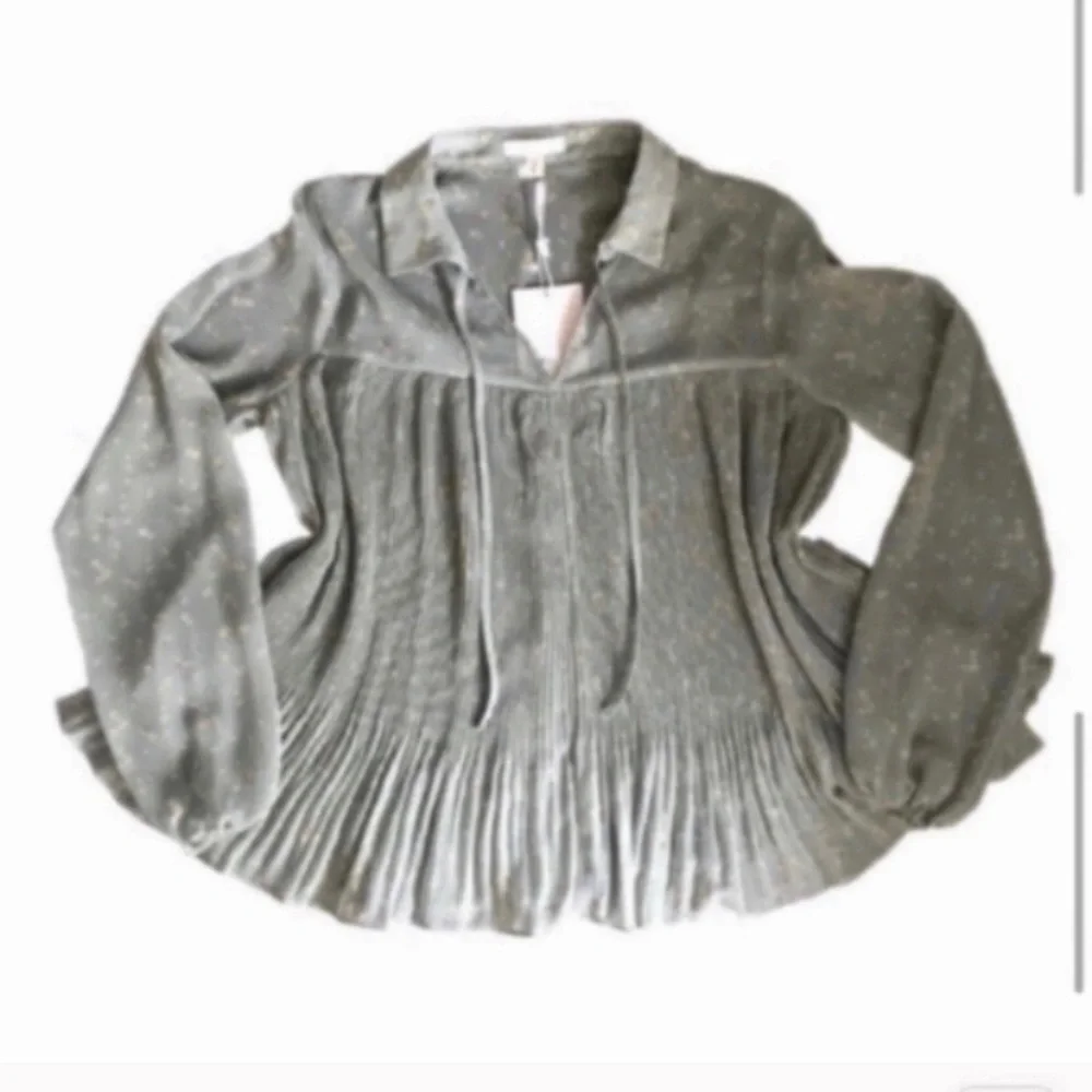 Blouse LC Lauren Conrad Green Small Sheer Floral - Picture 4 of 8